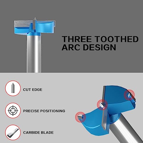 Forstner Bit Set, Wood Drill Bits, Carbide Tipped Forstner Drill Bits Set Wood Drilling Bit Hole Hinge Hex Shank with Adjust Depth, Tool for Woodworking 15-35mm 5 PCS - size: 15-35mm (3/5"-1-3/8")