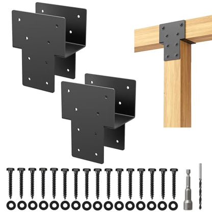 4x4 2PCS Post Cap Tie Rod Brackets,Heavy Duty Beam Tie Rod Brackets - size: 4"x4" 2pcs