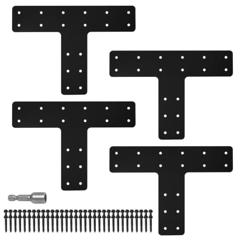 T Post Bracket 4PCS,14"x10" T Flat Mending Plate for 4x4,6x6 Lumber - style: T Shape（14X10)