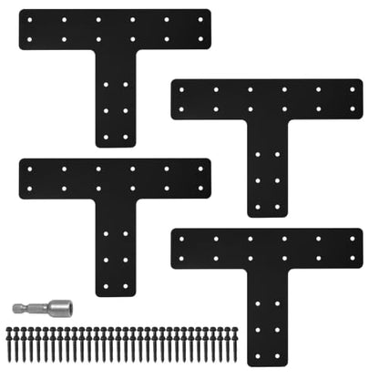 T Post Bracket 4PCS,14"x10" T Flat Mending Plate for 4x4,6x6 Lumber - style: T Shape（14X10)