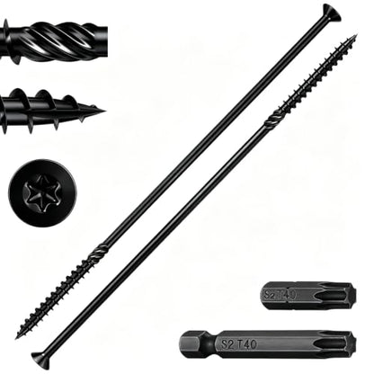 Wensilon 5/16 * 14" Black Deck Screws 12pcs 2lbs 8x350mm Lag Screws - color: Black, size: 5/16*14"