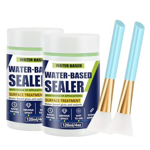 2 Pack 120ml Water-Based Sealer with Brush – Multi-Purpose Clear Surface Sealant & Adhesive for DIY Crafts, Wood, Plastic, Paper, and Art Projects, Fast Drying Non-Yellowing Finish