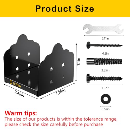 8x8 Post Base, 2Pcs Stainless Steel Adjustable Post Anchor Bracket - size: 8x8