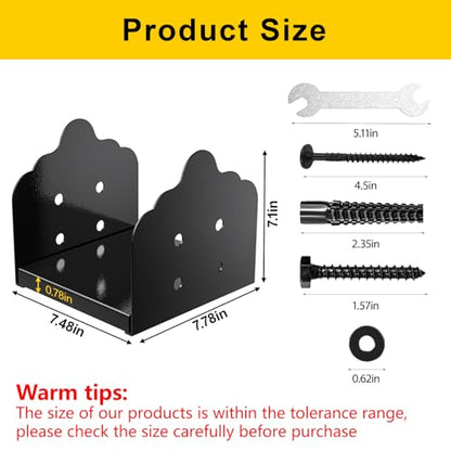 8x8 Post Base, 2Pcs Stainless Steel Adjustable Post Anchor Bracket - size: 8x8