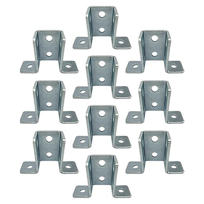 10 Pack - 8 Hole, Wing Shaped 90 Degree Connector Bracket for All 1-5/8" Strut Channel, 3 Way Cross Section - Heavy Duty, Electro-Galvanized (10)