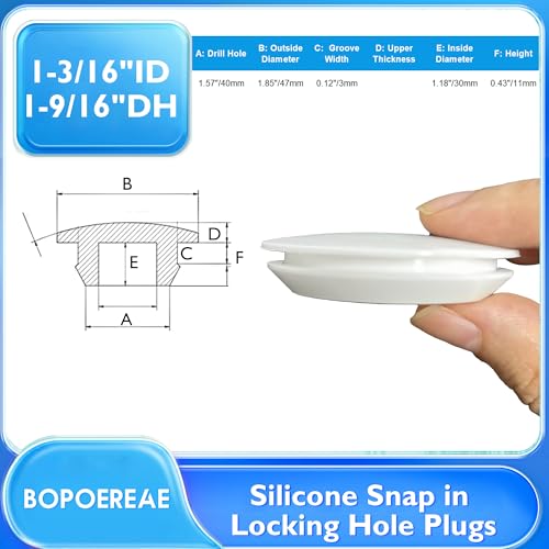 4 Pcs 40 mm Silicone Rubber Plugs for 40 mm (1-9/16") Round Holes - color: White, size: DH:1-9/16"(40mm)