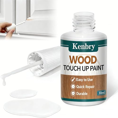 Kenbry White Wood Touch Up Paint Pen,Quick Dry Repair for Scratches & Peel - color: White