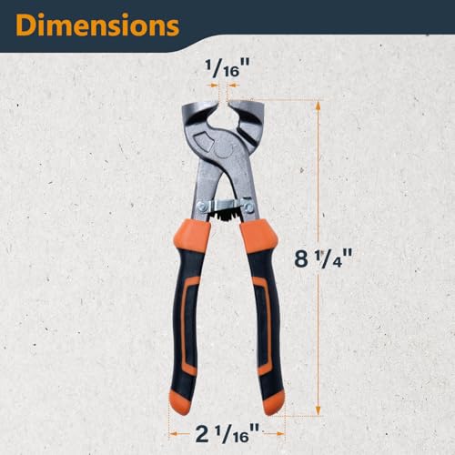 POWERTEC 8 inch Tile Nippers with Ergonomic Grip, for Trimming Tile and Mosaics to Desired Shape on Glass, Ceramic and Porcelain Tile up to 3/8" Thick, 1 Pack (71900) - style: 8 inch Tile Nippers