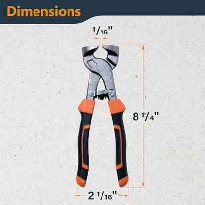 POWERTEC 8 inch Tile Nippers with Ergonomic Grip, for Trimming Tile and Mosaics to Desired Shape on Glass, Ceramic and Porcelain Tile up to 3/8" Thick, 1 Pack (71900) - style: 8 inch Tile Nippers