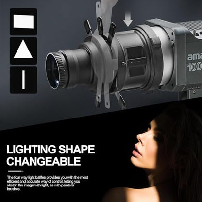 WELLMAKING S80 Bowens Mount Optical Snoot with 38° Lens for LED Lights
