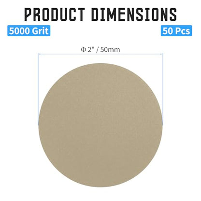50 Pcs 2" Wet Dry Sandpaper, 5000 Grit, Hook & Loop - style: 5,000 Grit