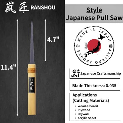 Japanese Pull Saw Woodworking Mini Keyhole Saw 4-3/4" Made in JAPAN, Ryoba Double-Edge Handsaw for Wood, Plywood, Drywall, Sheetrock, Gypsum Board, Plasterboard, Wood Handle - color: 4-3/4" Keyhole (Ryoba)