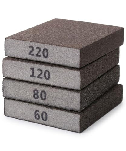 Bates- Sanding Sponge, 4 Pack, 60/80/120/220 Grit Assortment, Washable and Reusable Sanding Block for Wood, Metal, Drywall, Glazing, Sandpaper Blocks for Smooth Finishing - size: 4 Pack, 60/80/120/220 Grit