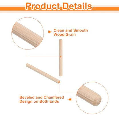 uxcell 100Pcs 3/8" x 4-5/16" Wooden Dowel Pins, Wood Dowels Rods, Furniture Woodworking Grooved Fluted Pin, Wooden Dowels Fluted for Craft, DIY Projects - size: 3/8" x 4-5/16"