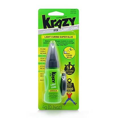 Krazy Fix Light Cure Super Glue with Fast Curing LED Light (0.14 oz)