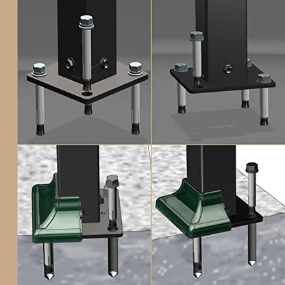 Heavy Duty Steel Fence Base Flange Kit for 2 Inch Square Posts - size: 2 Inch