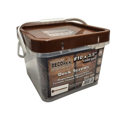 #10 x 3-1/2" Deck Screws, Square Drive Bugle Head, Brown Ceramic Ruspert Coated Exterior Wood Screws for Pressure Treated Lumber, Corrosion Resistant, 1500 Piece Contractor Box - size: #10 x 3 1/2" (1500pcs Box)