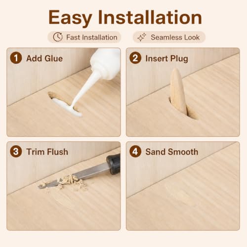 100PCS Solid Wood Pocket Hole Plugs, 3/8 Inch Pocket Screw Jig Plugs Pine Wood Plugs Woodworking Tool for Pocket Hole Jig Accessories, Various Woodworking Projects