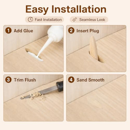 100PCS Solid Wood Pocket Hole Plugs, 3/8 Inch Pocket Screw Jig Plugs Pine Wood Plugs Woodworking Tool for Pocket Hole Jig Accessories, Various Woodworking Projects