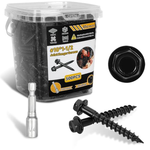 #10 x 1-1/2" Black Joist Hanger Screws-500 Count, SD Connector Screws - color: Black Galvanized, size: #10 1-1/2''