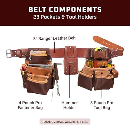 Occidental Leather Seven Bag Framer Set - Large - 23 Pockets & Tool Holders - Premium Top-Grain Leather - Made in USA - size: Large