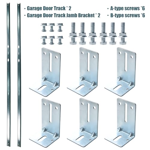 Garage Door Vertical Track Replacement with Jamb Bracket J6, 6 Pack, Galvanized Steel Garage Door Hardware Rails Kit for 2" Light Commercial Side Track Rollers and 7' Ft Tall