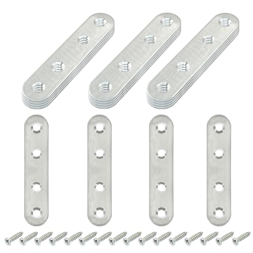 16 Pack 3 Inch Stainless Steel Flat Plate Straight Bracket - size: 3"-80mm-Silver