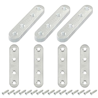 16 Pack 3 Inch Stainless Steel Flat Plate Straight Bracket - size: 3"-80mm-Silver