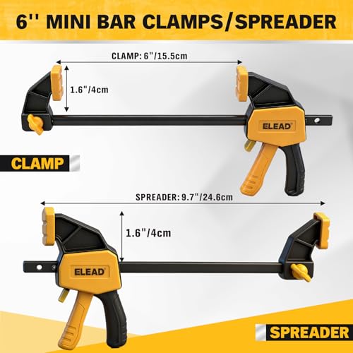6" Mini Bar Clamps for Woodworking, 4-Piece One-Handed F Clamp/Spreader, 75LBS Load Limit Wood Clamp, Quick Release Grip Clamps for Table Wood Working, Light-duty Tools - style: 4-Piece 75lbs