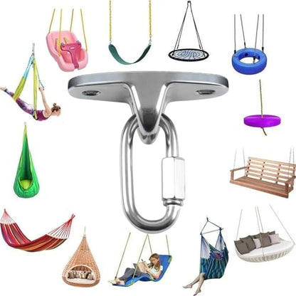 2-Pack Stainless Steel Heavy Duty Swing Hanger, Eye Hooks with Brackets Wooden and Concrete Bolts 2000 lb Capacity Playground Porch Yoga Seat Trapeze SwingSets Indoor Outdoor - size: 2 Pack