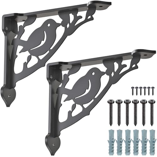 SELEWARE 2 Pack 8" Heavy Duty Shelf Brackets, Bird Decorative L Brackets - size: 8 Inch, style: Bird-2 pack