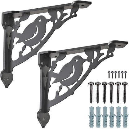 SELEWARE 2 Pack 12" Heavy Duty Shelf Brackets, Bird Decorative L Brackets - size: 12 Inch, style: Bird-2 pack