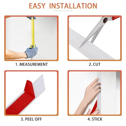 QDYMXUN Peel and Stick Chair Rail Panel Molding, 480''L x 1.26''W Strong Self Adhesive TPE Wall Moulding Trim for Home DIY Decoration (Paintable White) - size: 480''L x 1.26''W