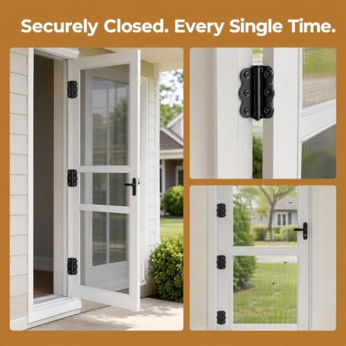 Black Self-Closing Screen Door Spring Hinges Set, 2-3/4" Steel