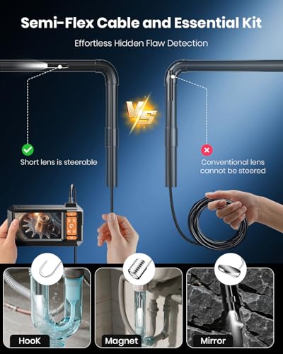 Endoscope Camera with Light, Inspection Borescope Camera 4.3" IPS Screen