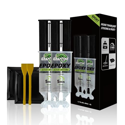 2 Part Epoxy Glue - Dries Clear, 5 Minute Epoxy with 2 Mixing Kits - size: 25ml - 2 Pack