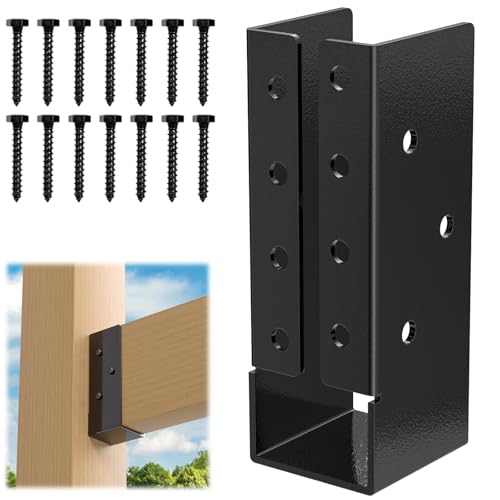 FMhotu Concealed Joist Hanger (6 Pack), 2"x6" Outdoor Concealed-Flange Joist Bracket with Screws, Q235B Steel Powder Coated Concealed Mount Light Joist Hangers for 2"x6" Beam, Swing, Handrail, Fence - size: 2X6