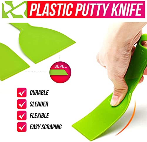 10Pcs Putty Scraper 2" Plastic Flexible Putty Knives,Disposable Spreader Flexible Plastic Paint Scraper Tool for Spackling, Taping Drywall Wall Painting (2" - 10Pack)