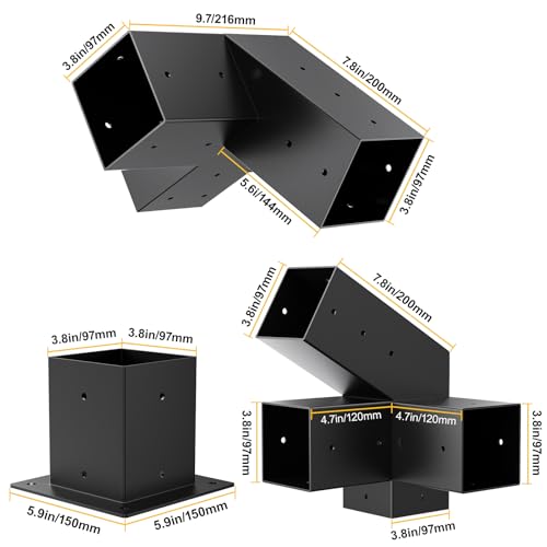 Heavy Duty 30°Slanted 10PCS Roof Wall Mount 4x4 Pergola Bracket Kit - size: 30° pergola kit-10pcs