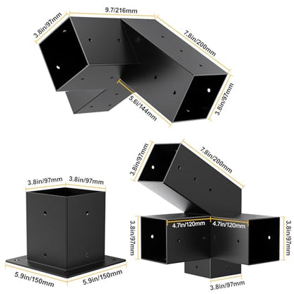 Heavy Duty 30°Slanted 10PCS Roof Wall Mount 4x4 Pergola Bracket Kit - size: 30° pergola kit-10pcs