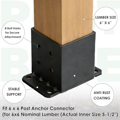 2 PCS 6x6 Post Base, 4.2mm Heavy Duty Steel Post Anchor Brackets
