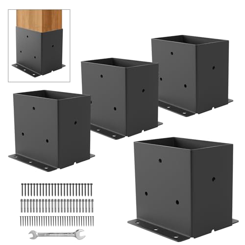 4"X6" Post Base 4PCS,Post Brackets(Inner Size 3.6"x5.6") 2mm Thick - size: 4''X6''