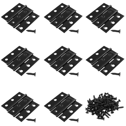 16PCS 2 Inch Stainless Steel Door Folding Butt Hinges, Black - style: 16Pcs 2" Black