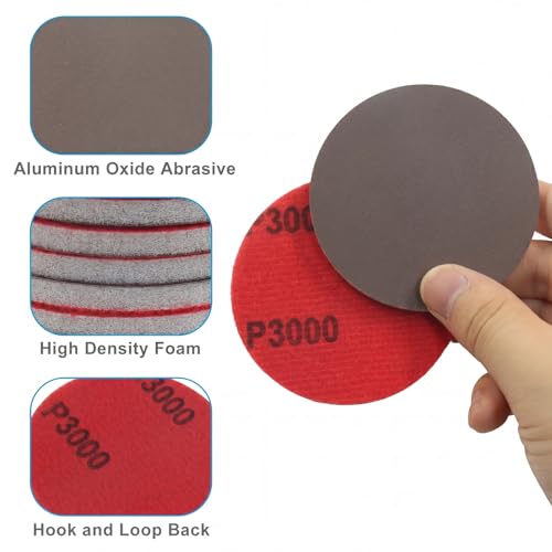 3 Inch Hook and Loop Sanding Sponge Discs, 24 Pcs, 3000 Grit - size: 3000 Grit