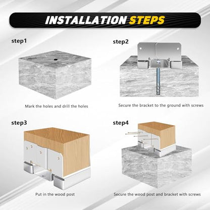 10Pcs 4x6 Post Base Brackets Fit for Concrete Sliver - size: Sliver