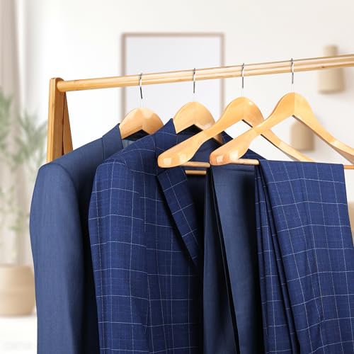 Coat Hanger 8-Pack, MEQUTION Wood Hangers Trouser Hangers Extra Wide Shoulder Wooden Hangers for Heavy Coat, Sweater, Skirt, Suit, Pants, Retro Finish (Natural) - color: Natural