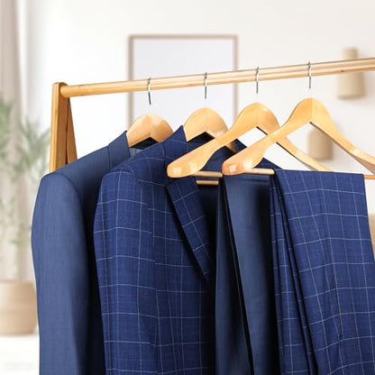 Coat Hanger 8-Pack, MEQUTION Wood Hangers Trouser Hangers Extra Wide Shoulder Wooden Hangers for Heavy Coat, Sweater, Skirt, Suit, Pants, Retro Finish (Natural) - color: Natural