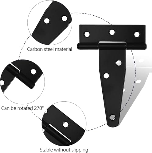 16 Pack 2 Inch T Strap Hinges Heavy Duty Black Outdoor Tee Hinge