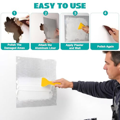 3Pcs Drywall Repair Kit Large Hole, 12 x 12in Self-Adhesive Drywall Patch - size: 3Pcs
