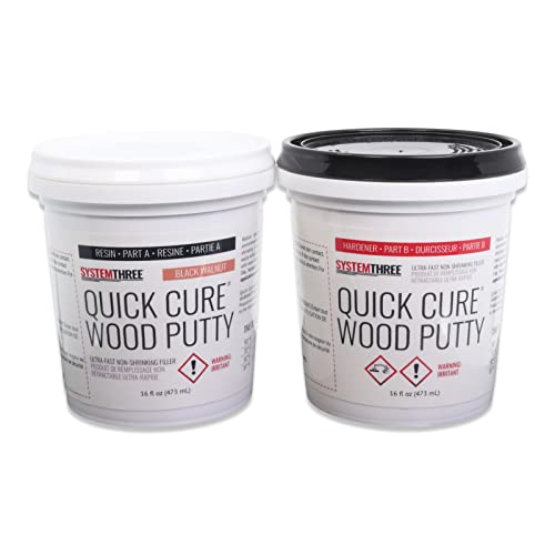 System Three Quick Cure Putty, Black Walnut, Quart Kit - color: Black Walnut, size: 1 Quart